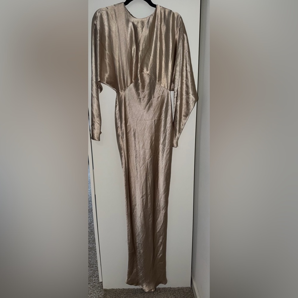 Satin Slip Midi Dress in Champagne - Picture 4 of 7